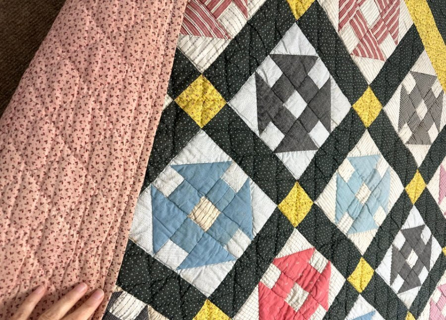 Farmhouse PA c 1900-20 Hole in the Barn Door   QUILT Antique