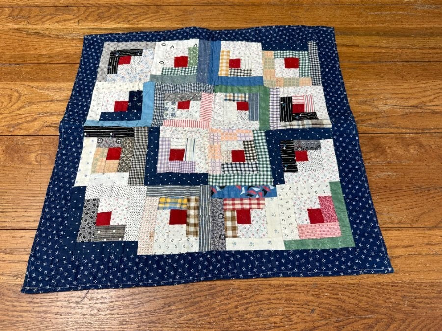 Original! PA c 1900 Log Cabin Doll QUILT Antique Never Used!