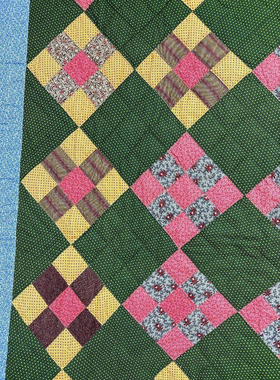 Rich! c 1880-90s PA Nine Patch QUILT  Antique Crisp Large Size