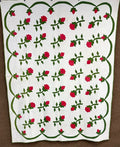 OUTSTANDING Quilting! c 1850s New York Beauty Rose QUILT Antique w/note History