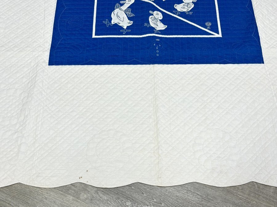 Vintage  Animals on Parade QUILT Blue Never Used Crisp