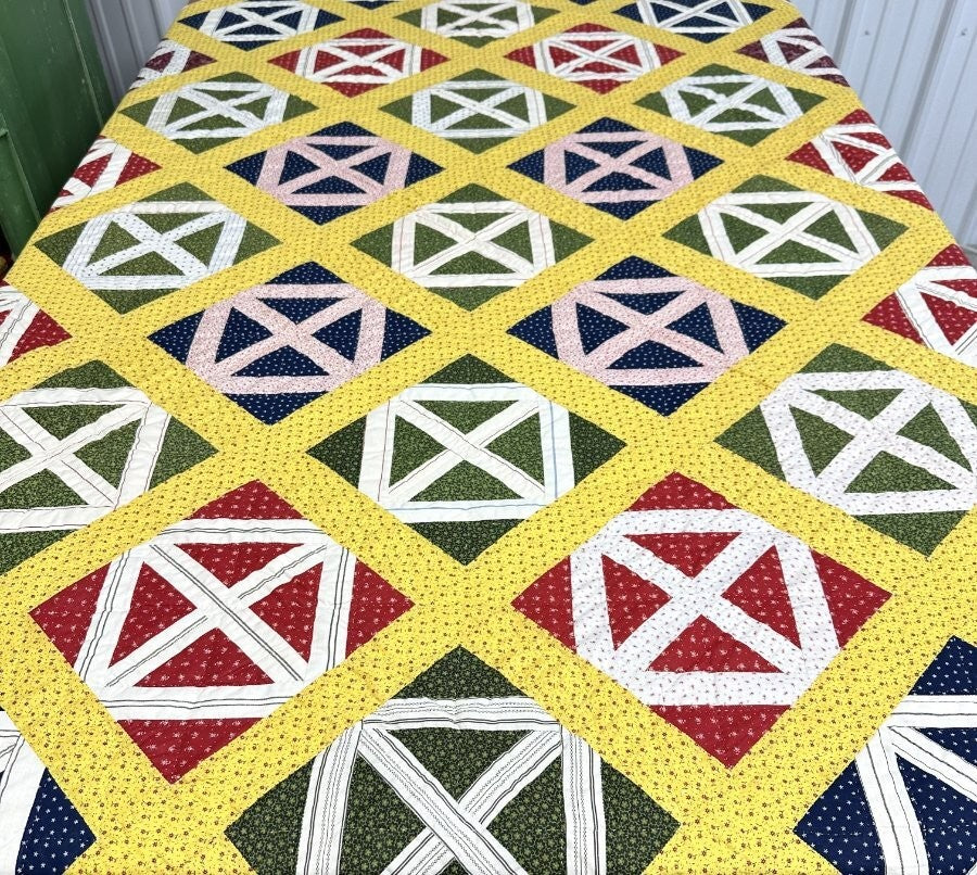 Stunning Graphics! c 1890-1900 PA Railroad Crossings QUILT Antique Collector's!
