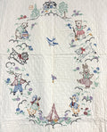 Darling! PA 1930s Embroidered CRIB Quilt Vintage Never Used!