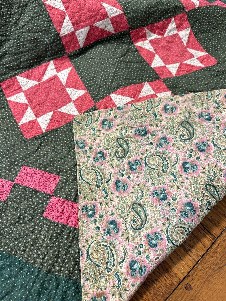 Outstanding Design! c 1890-1900 Touching Star QUILT Antique Never Used!
