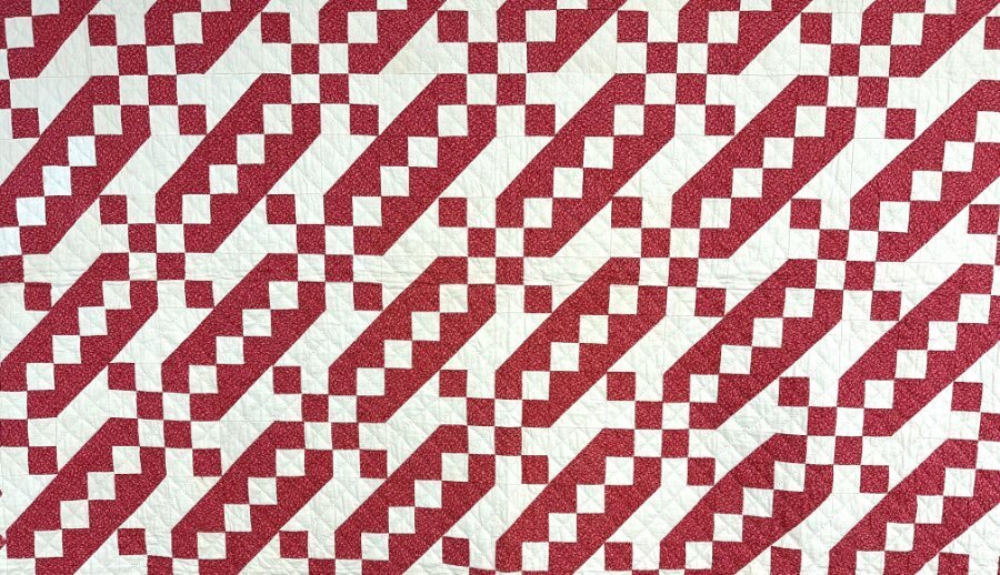 AMAZING PA c 1880-90s PA Jacob's Ladder QUILT Antique Crisp