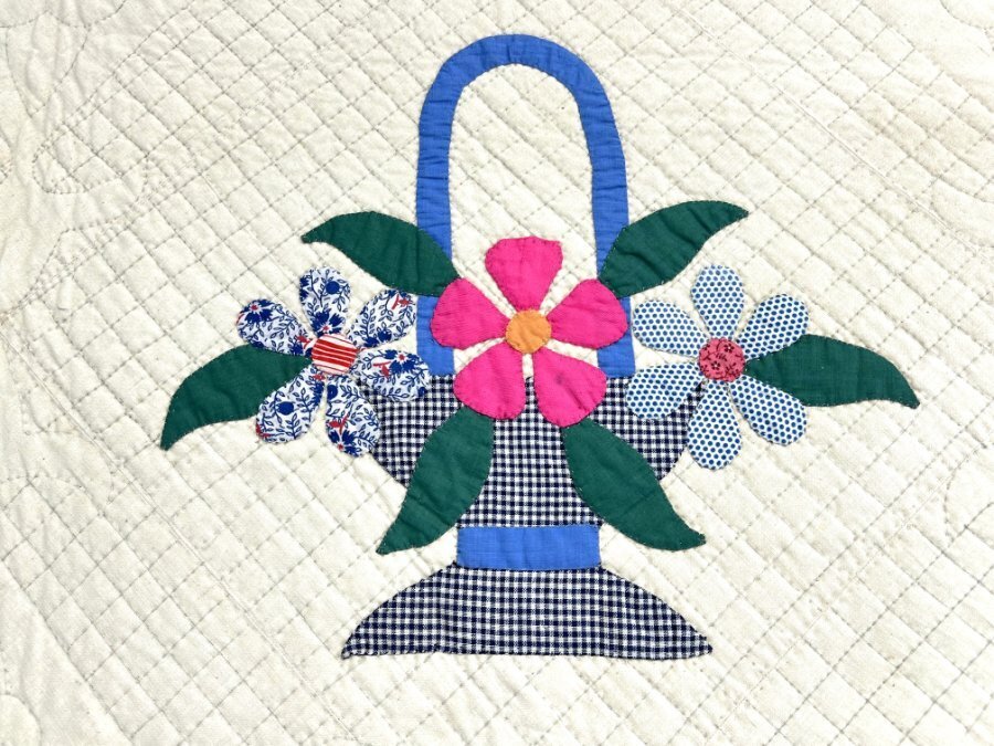 Gorgeous! c 1930s PA Bride's Basket QUILT Vintage Never Used