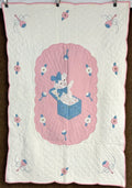 Sweet! c 1940s Bear in Box CRIB Quilt Vintage   Never Used!