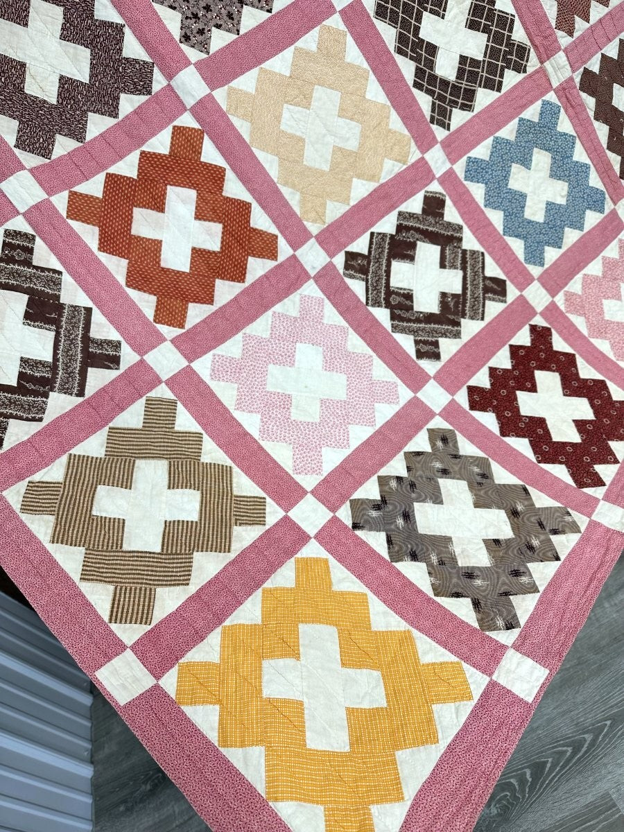 Early! c 1850-60s PA Album QUILT Antique Fabric Sampler Lancaster County