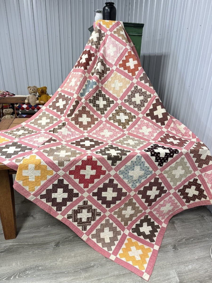 Early! c 1850-60s PA Album QUILT Antique Fabric Sampler Lancaster County