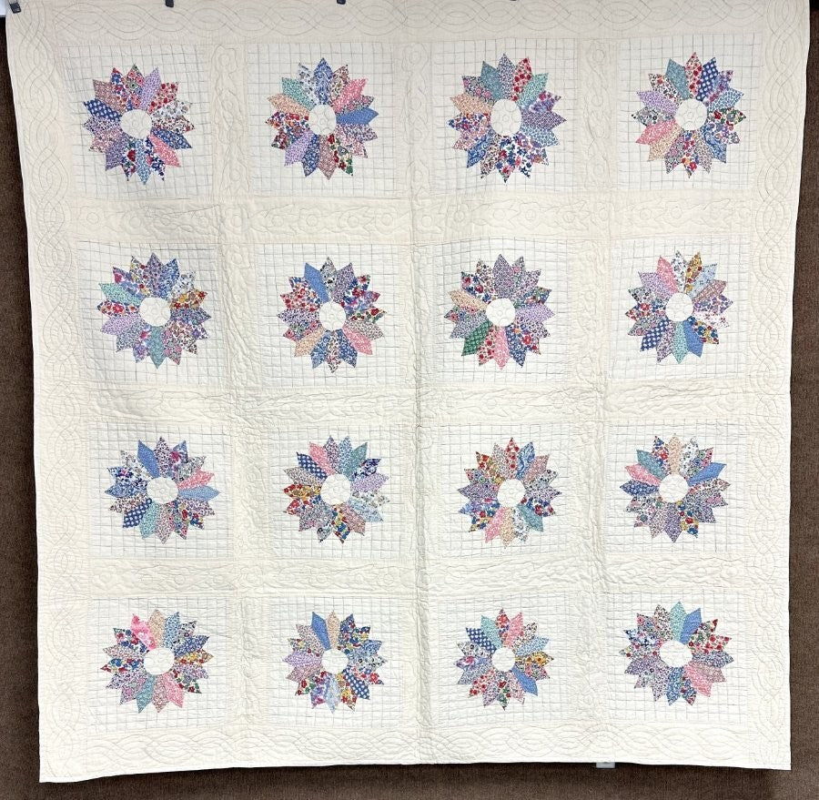 Feedsacks! c 1930s Sunflower Applique QUILT   Vintage Never Used!