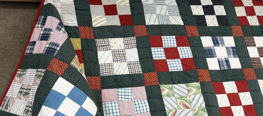 Farmhouse PA c 1900s Nine Patch QUILT Antique Never Used!