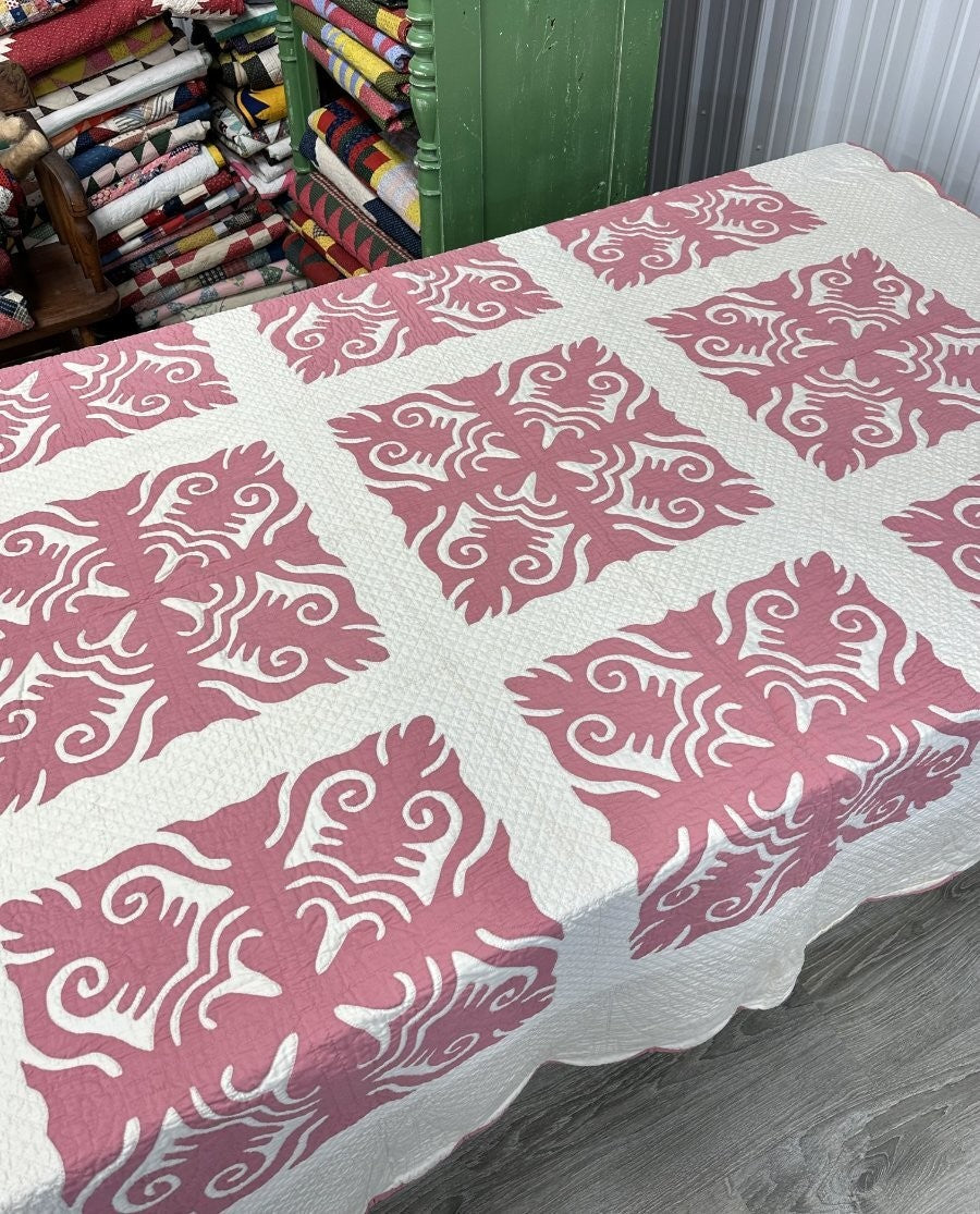 Finest! PA c 1900-20s Scherenschnitte Applique QUILT Amazing Quilting & Design