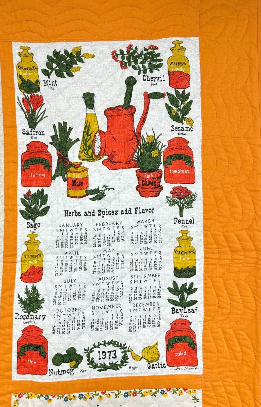 Retro! Vintage Calendar Tea Towel QUILT Cheddar Berk's County PA