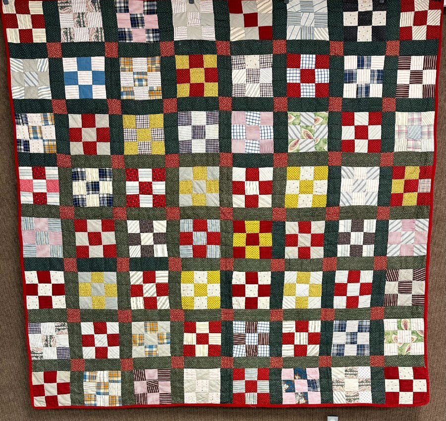Farmhouse PA c 1900s Nine Patch QUILT Antique Never Used!