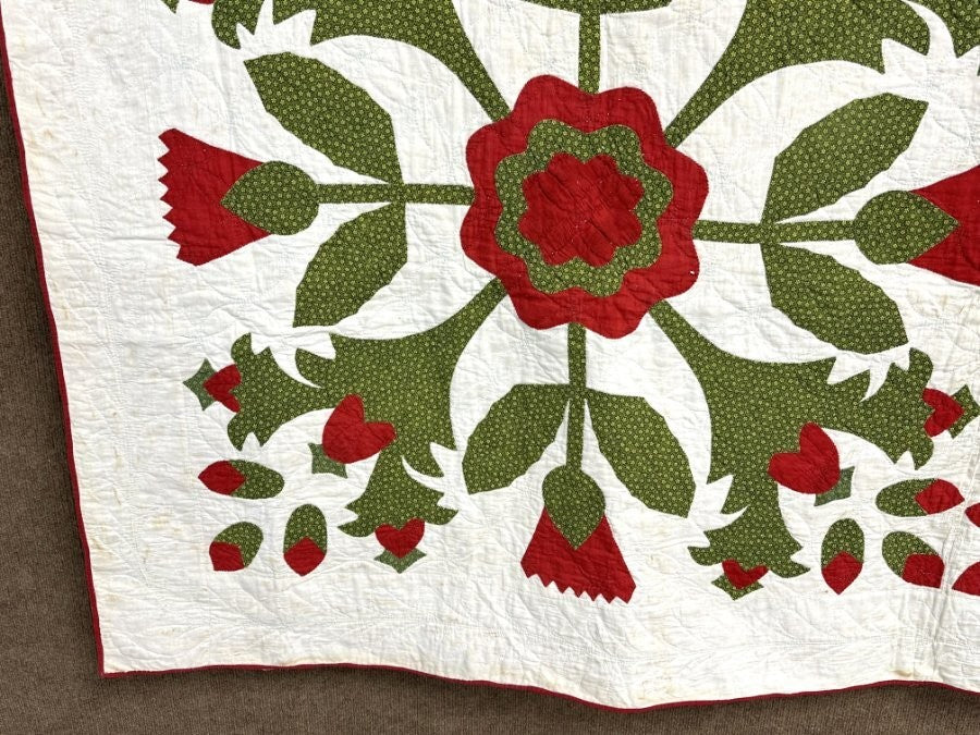 Show Stopper! c 1870-90s Whig Rose 4 Block QUILT Antique Hearts RARE