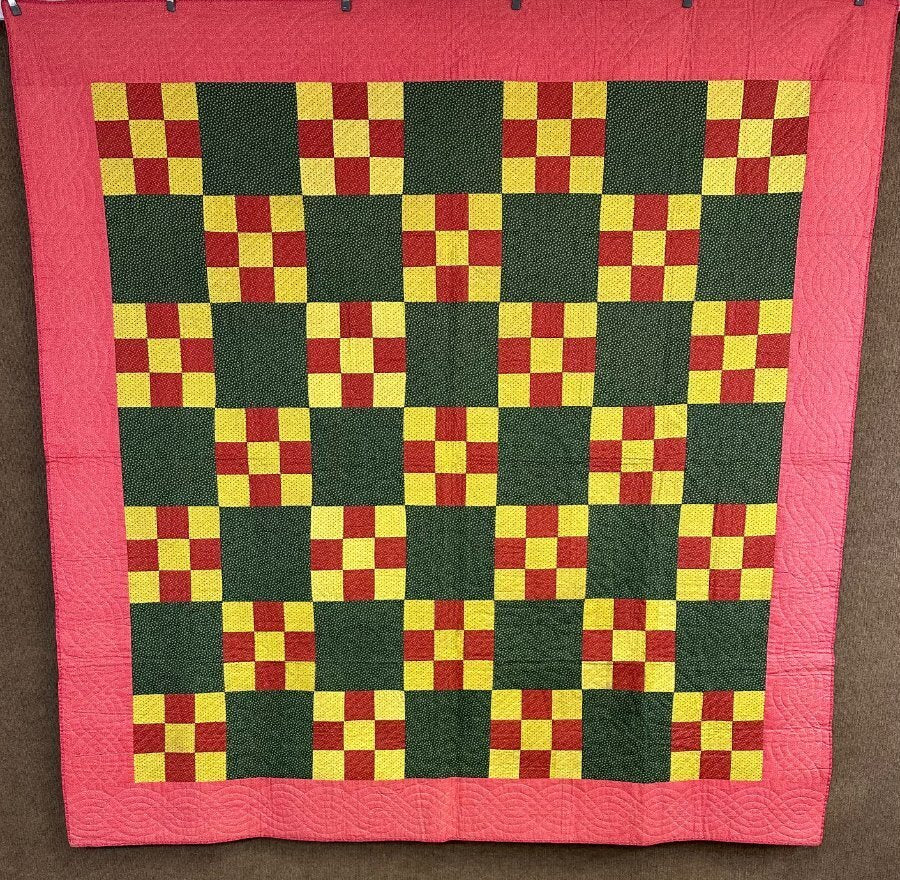 BEST Of BEST c 1880-90s PA Nine Patch QUILT Antique Never Used!