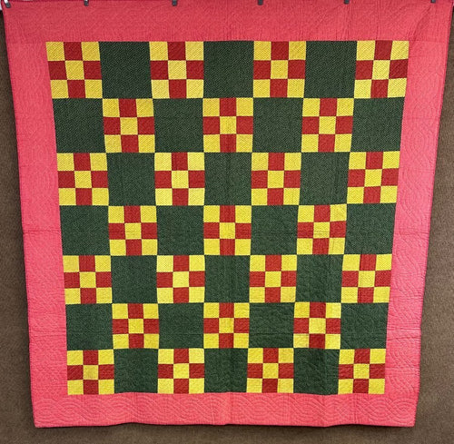 BEST Of BEST c 1880-90s PA Nine Patch QUILT Antique Never Used!