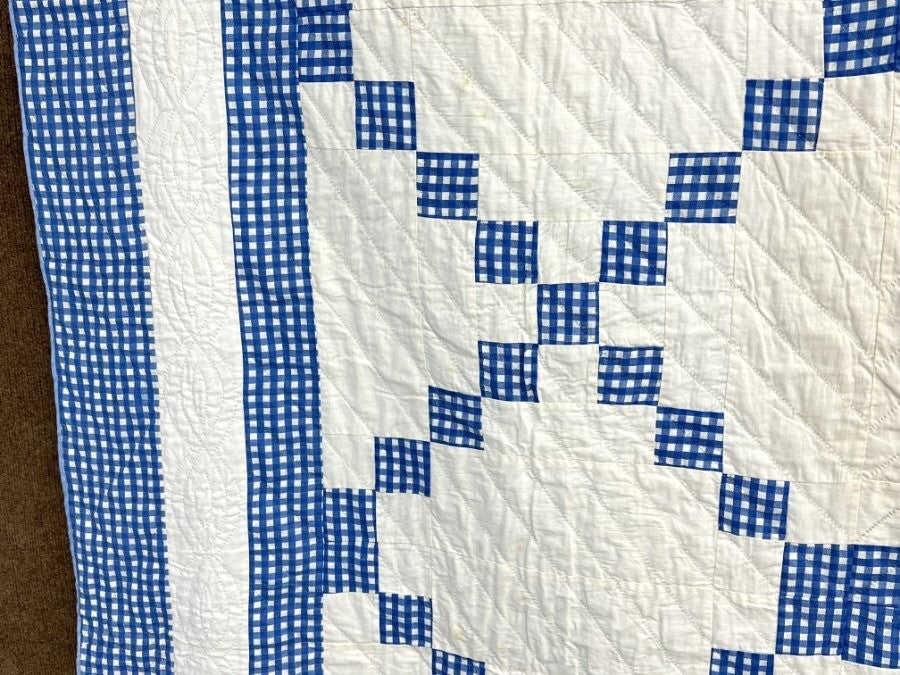 Blue White! PA c 1930-40s Irish Chain QUILT Vintage   Crisp Never Used Farmhouse