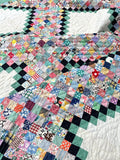Incredible! c 1930s Postage Stamp QUILT Vintage Jewel Box Thousands pcs