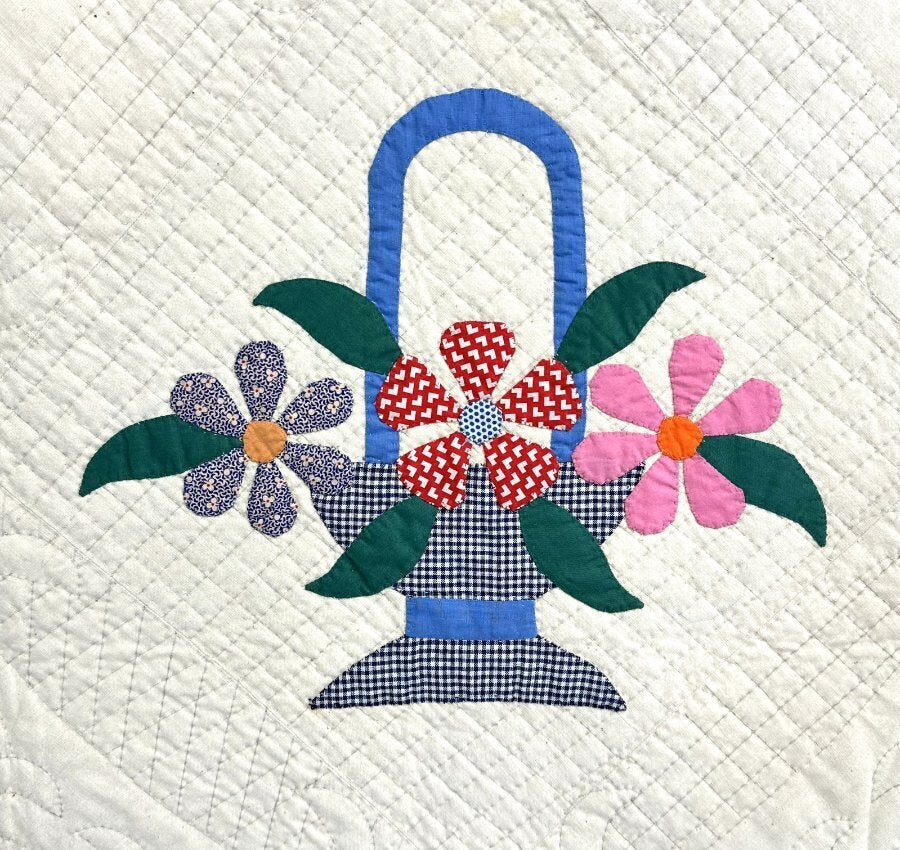 Gorgeous! c 1930s PA Bride's Basket QUILT Vintage Never Used