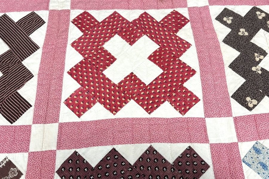 Early! c 1850-60s PA Album QUILT Antique Fabric Sampler Lancaster County