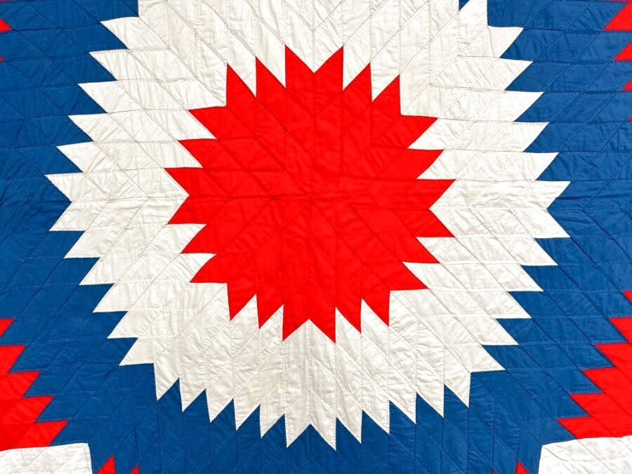 SPECTACULAR c 1940s Star of Bethlehem QUILT Vintage BEST of BEST!