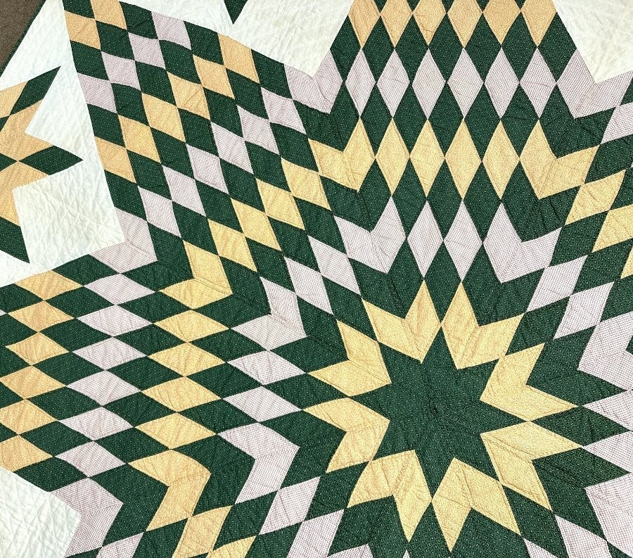 Blazing! PA c 1880-90s Star QUILT Antique Satellites Lancaster Co