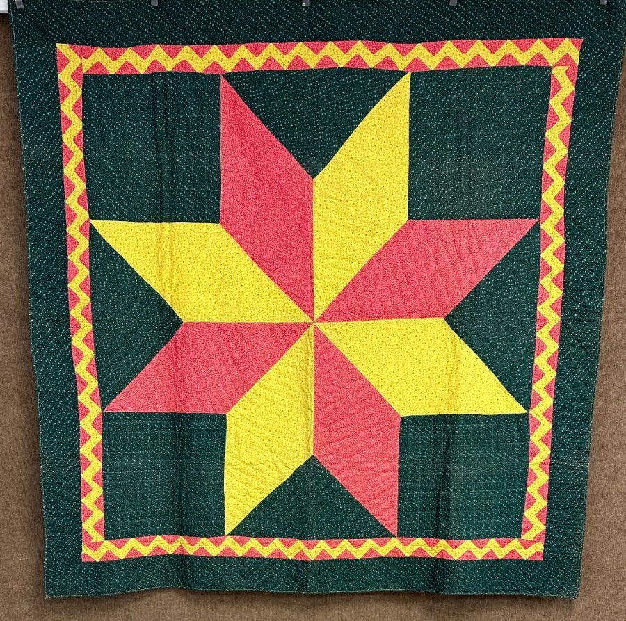 AMAZING c 1890-1900 PA Star QUILT Antique Stunning Folk Art!