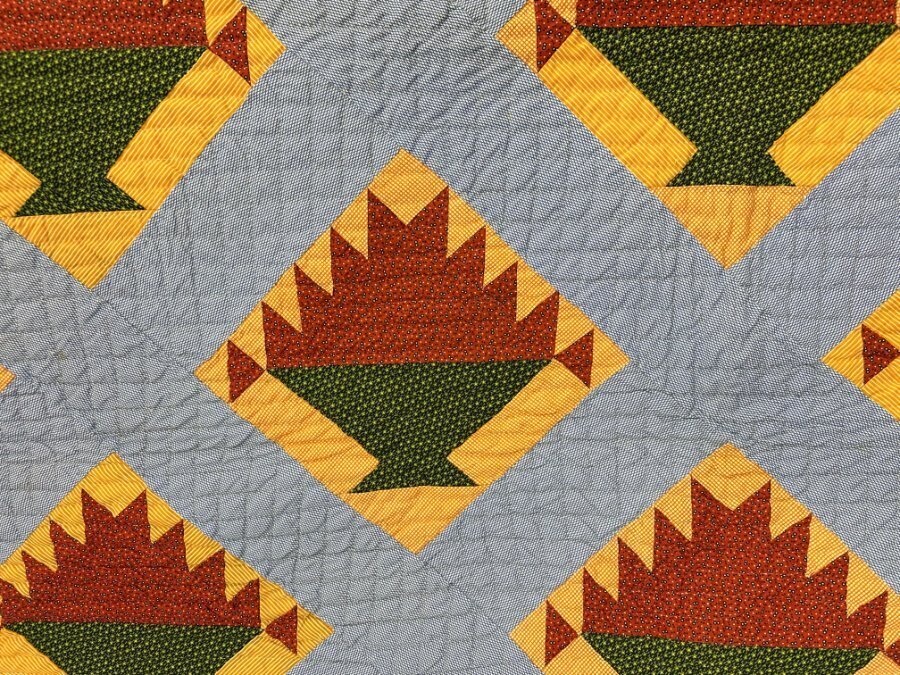 Lancaster Blue! PA c 1870-80 Basket QUILT Antique Crisp 3 Borders