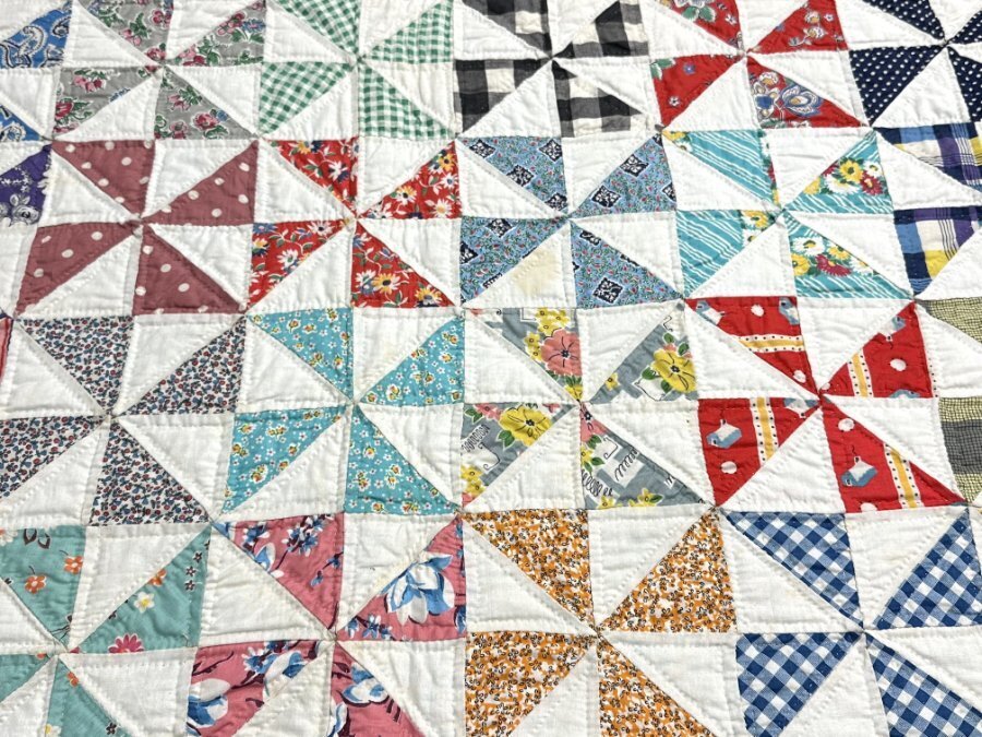 BEST c 1940s Broken Dishes QUILT Vintage Never Used! Feedsacks!