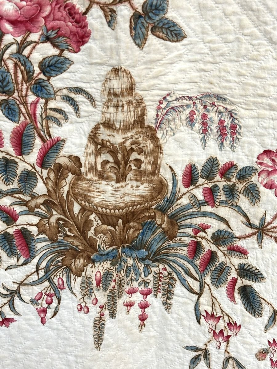 Important  Broderie Perse Chintz QUILT Signed Ruthana Needles 1841 Museum Find
