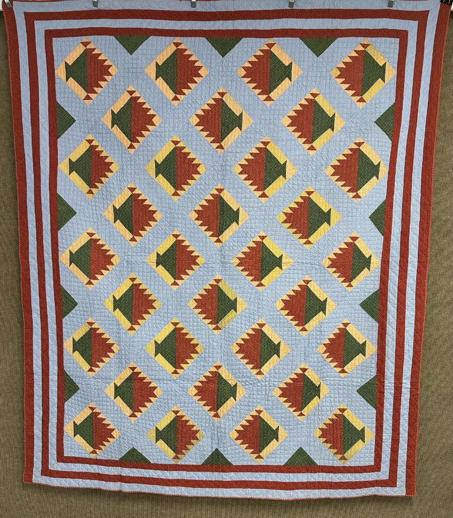 Lancaster Blue! PA c 1870-80 Basket QUILT Antique Crisp 3 Borders