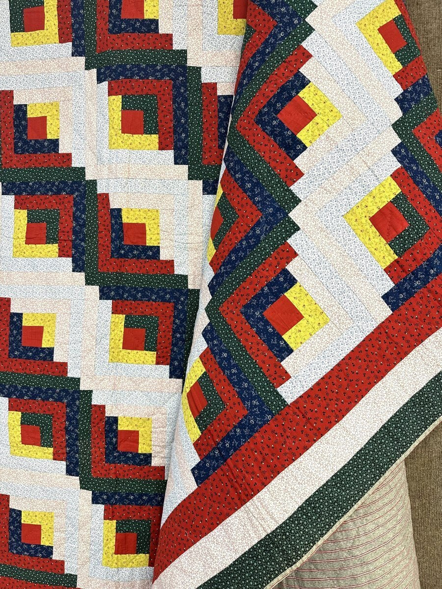 BEST of BEST c 1890s PA Log Cabin QUILT Antique Furrows Documented
