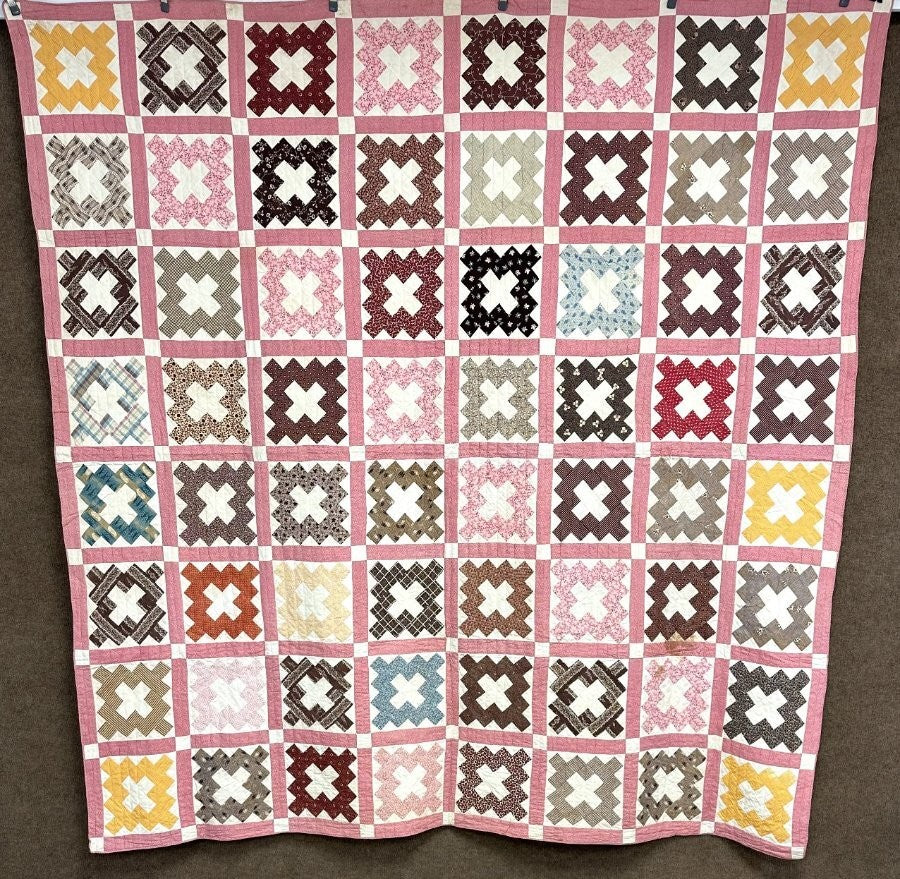 Early! c 1850-60s PA Album QUILT Antique Fabric Sampler Lancaster County