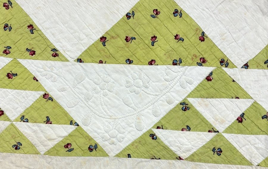 Important  Broderie Perse Chintz QUILT Signed Ruthana Needles 1841 Museum Find