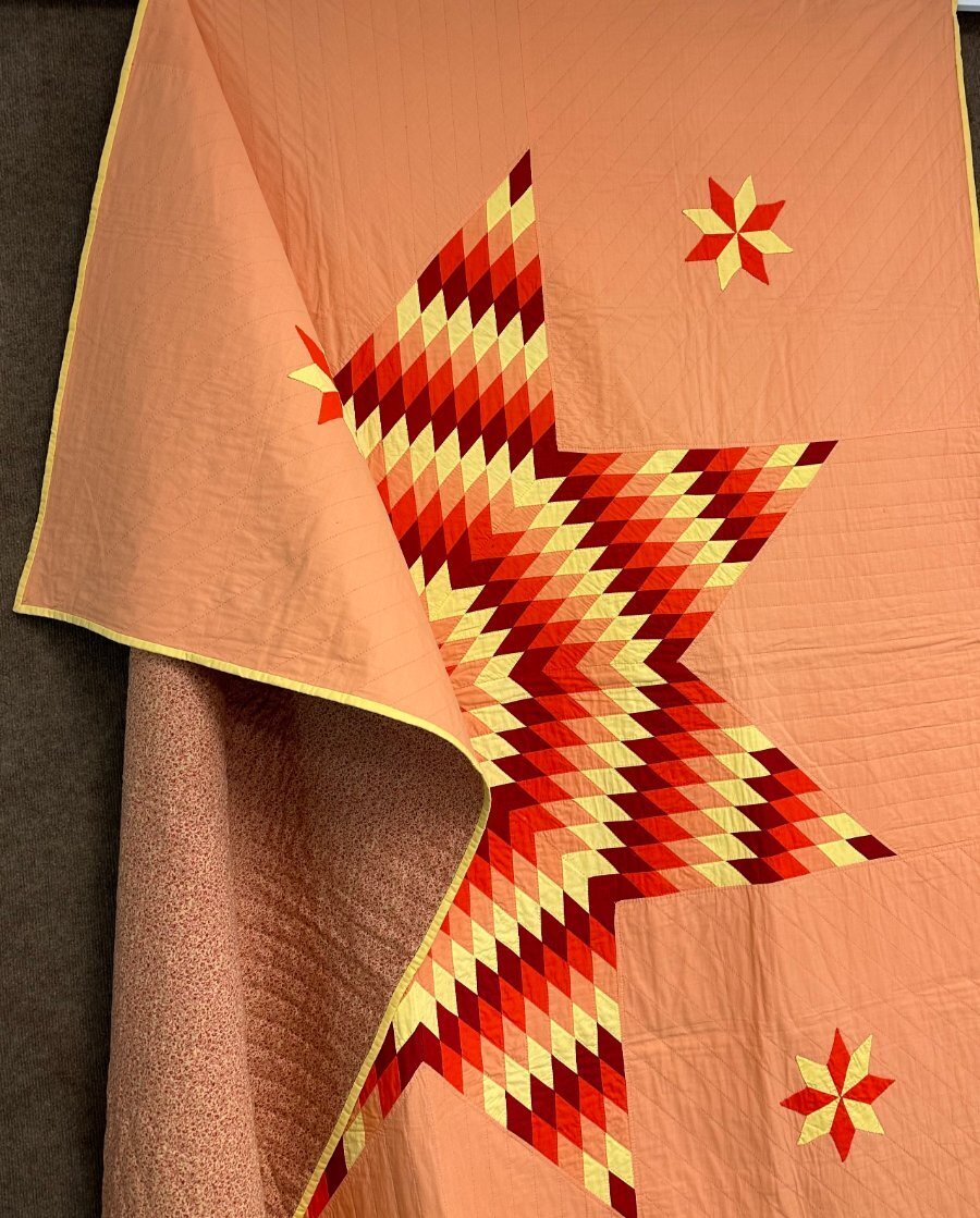 Glowing! PA c 1900s Lone Star QUILT Vintage Satellites Mennonite Lancaster Co