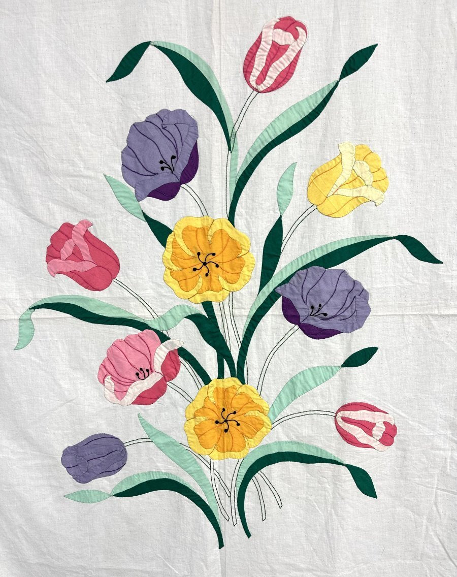 Beautiful c 1930-40s Pansy Applique QUILT Top Vintage