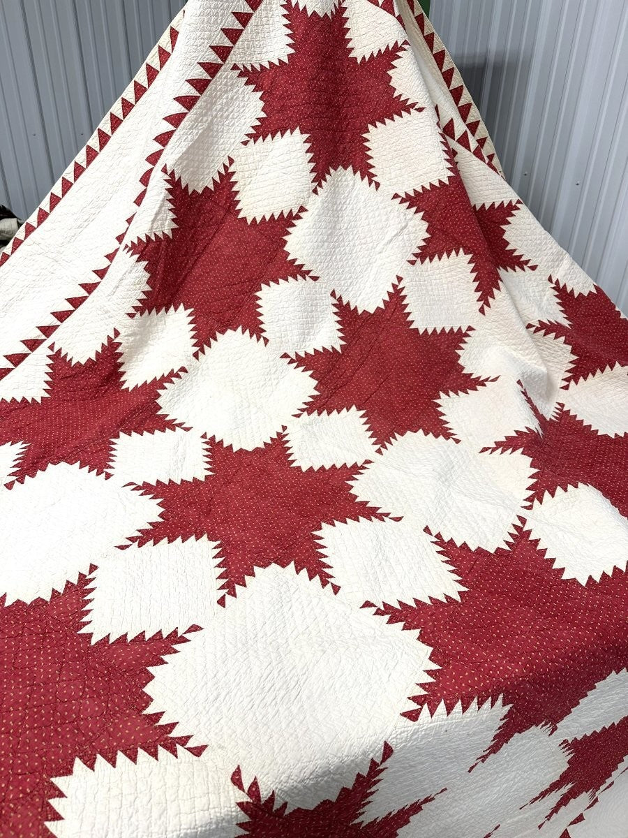 Important c 1840-40s Feathered Star QUILT Antique Masterpiece!
