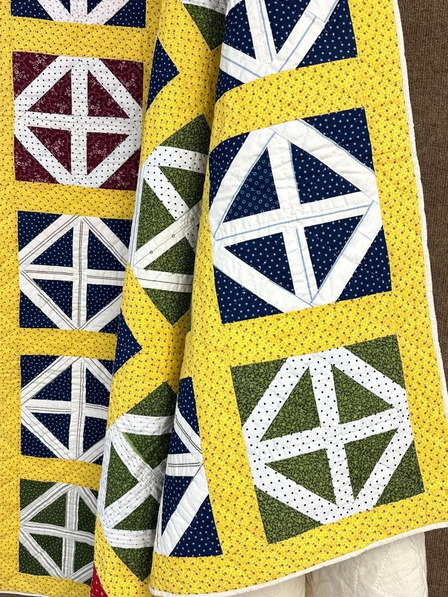 Stunning Graphics! c 1890-1900 PA Railroad Crossings QUILT Antique Collector's!