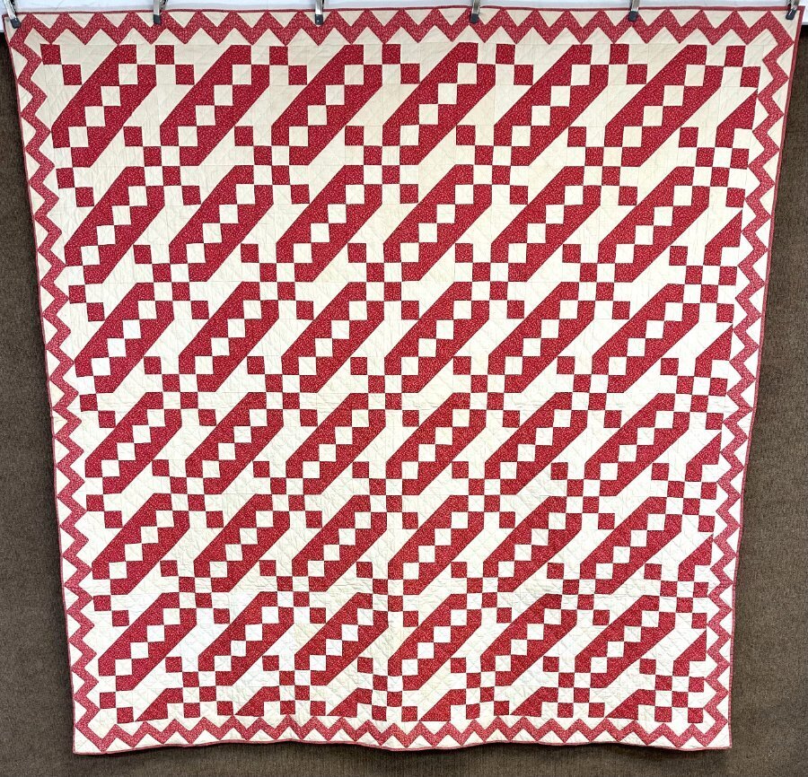 AMAZING PA c 1880-90s PA Jacob's Ladder QUILT Antique Crisp