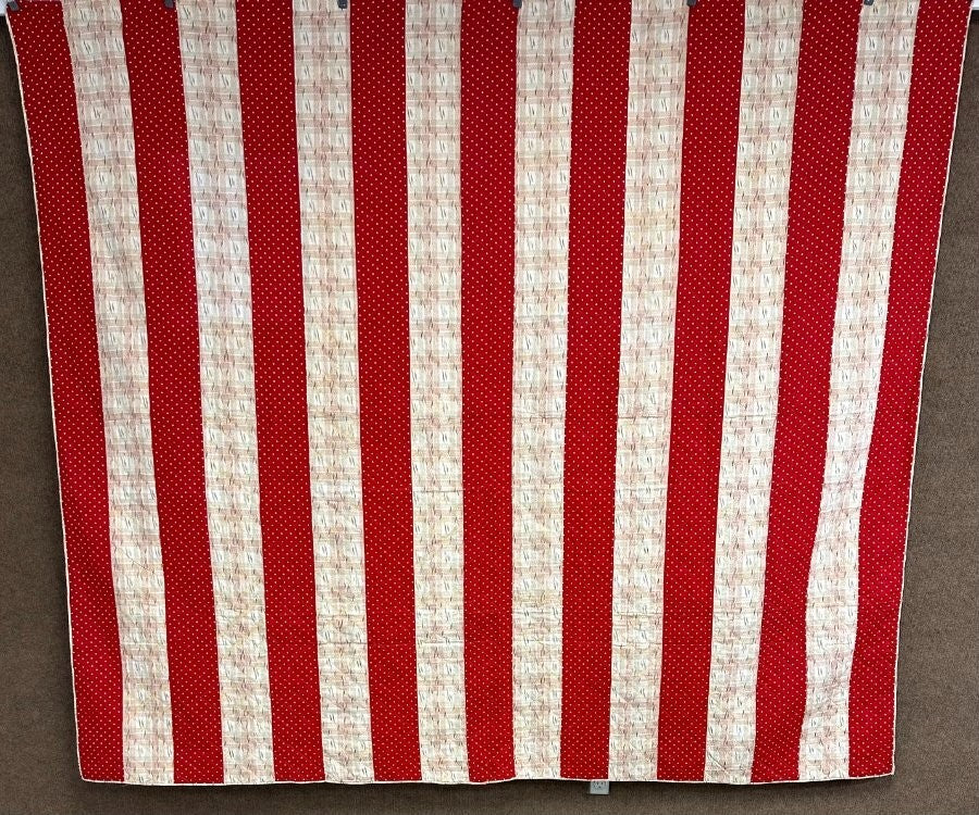 Mennonite PA c 1890s Red Bars QUILT Antique Lancaster Co