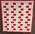 GRAPHIC c 1890-1900 PA Brick Wall QUILT Antique Turkey Red