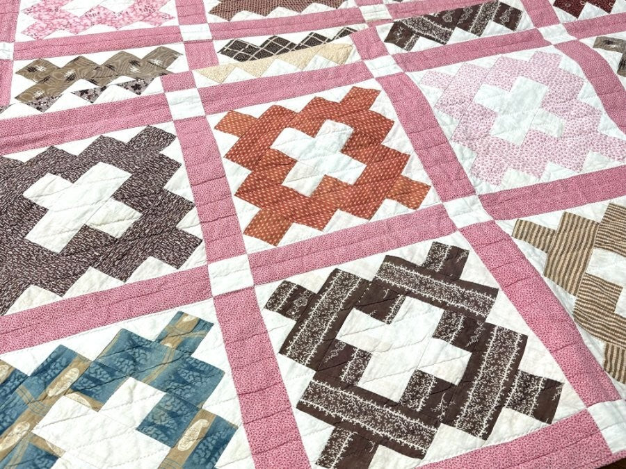 Early! c 1850-60s PA Album QUILT Antique Fabric Sampler Lancaster County