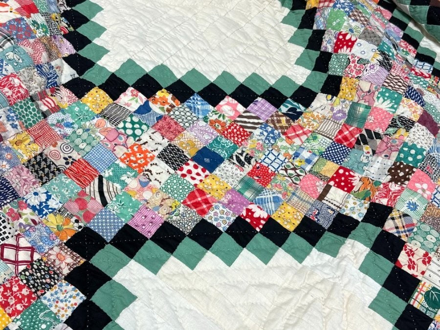 Incredible! c 1930s Postage Stamp QUILT Vintage Jewel Box Thousands pcs