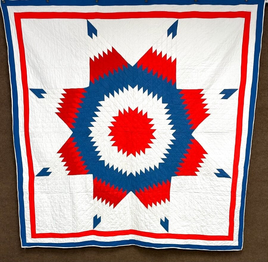 SPECTACULAR c 1940s Star of Bethlehem QUILT Vintage BEST of BEST!