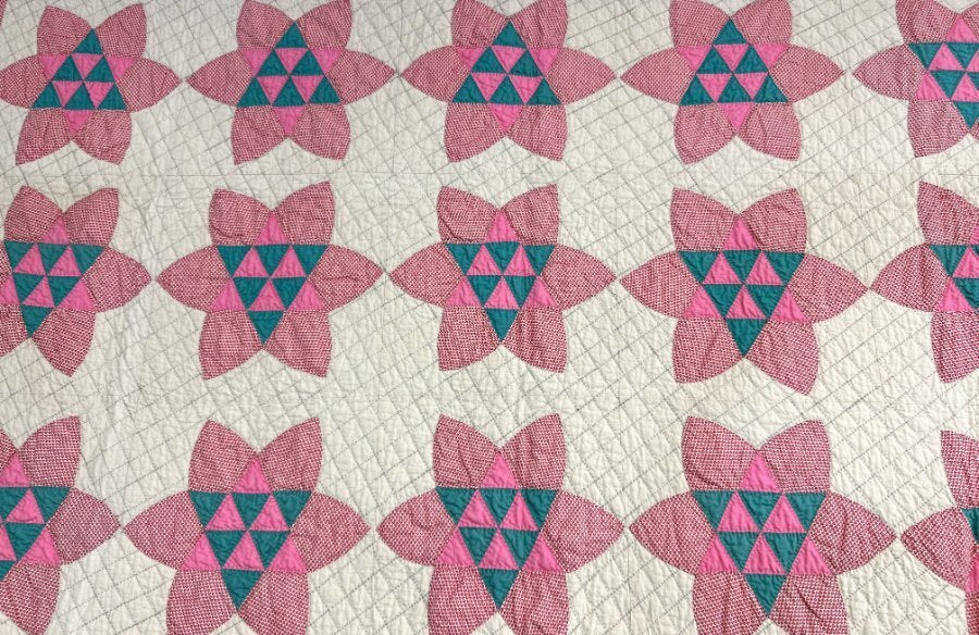 RARE c 1930s PA Touching Stars in Stars QUILT Vintage Sugar Loaf CRISP