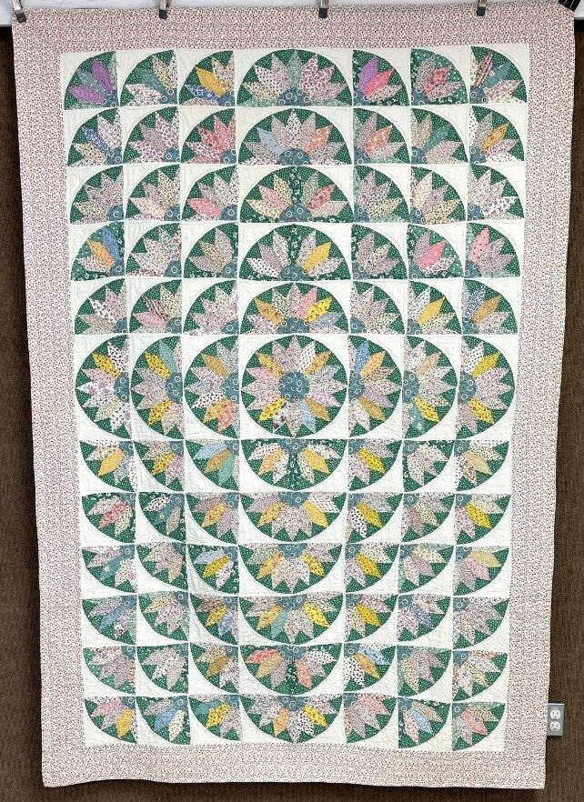 A Pair c 1930s Sunflower QUILT s Vintage Feedsacks Nice!
