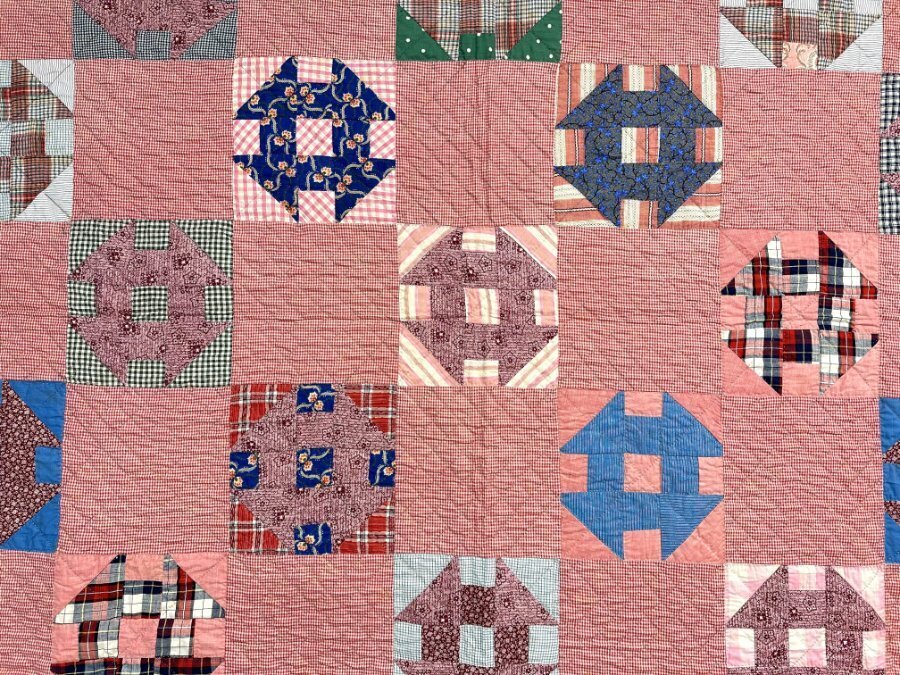 Farmhouse PA c 1900 Monkey Wrench QUILT Antique Crisp!