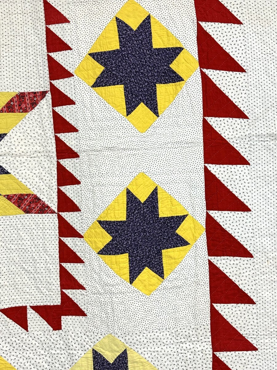 RARE c 1890s Medallion Star in Stars QUILT Antique Cloth Note