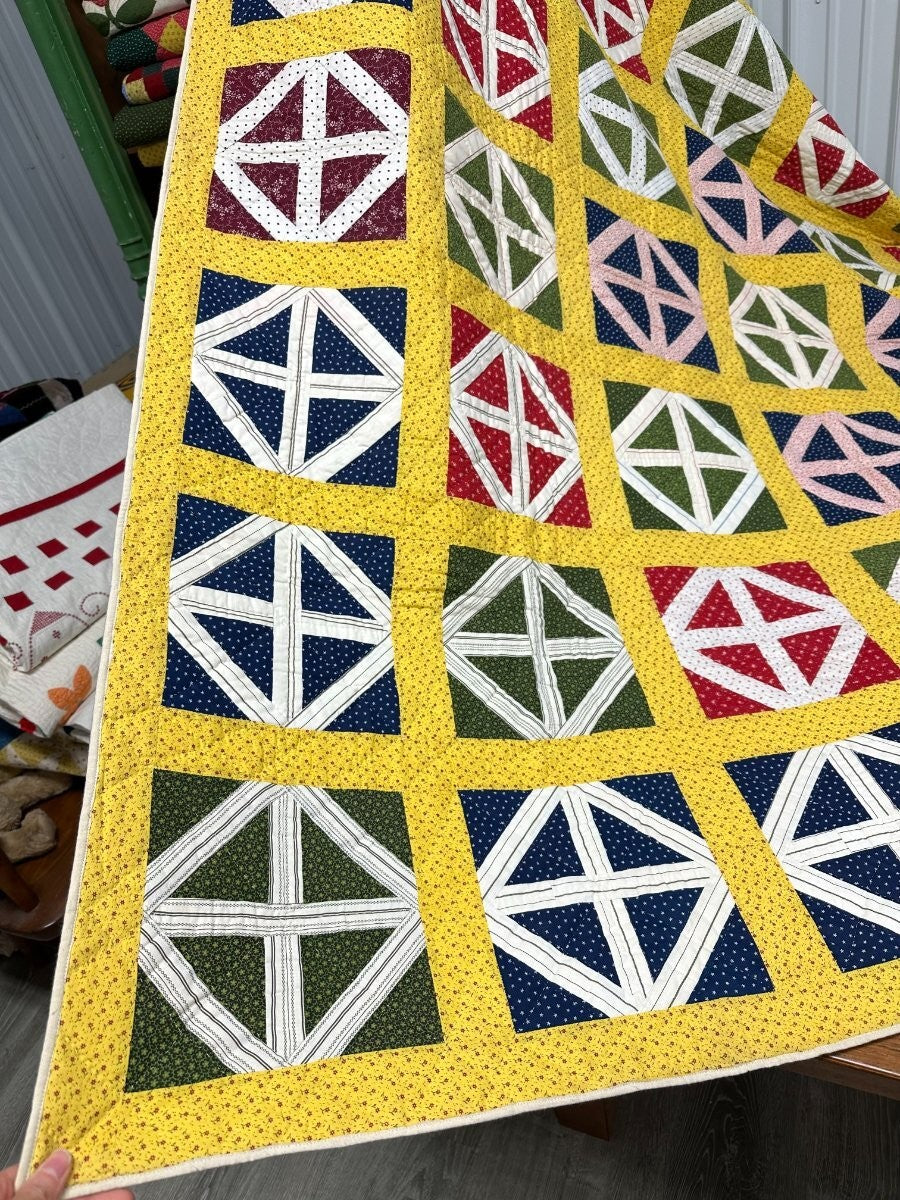 Stunning Graphics! c 1890-1900 PA Railroad Crossings QUILT Antique Collector's!